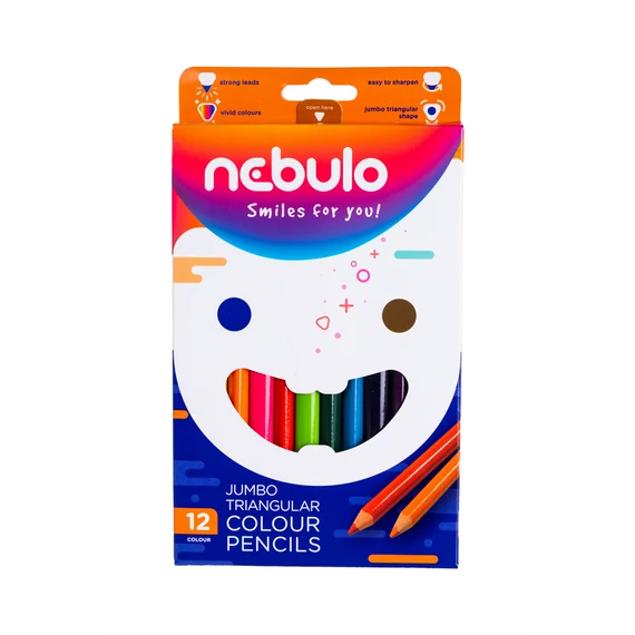 Színes ceruza készlet, háromszög vastag, Nebulo 12 klf. szín