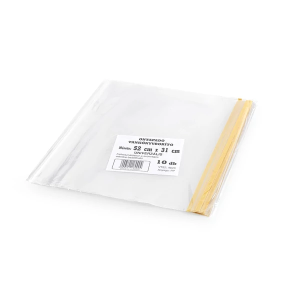 Tankönyvborító öntapadó 52x31cm, 10 db/csomag, víztiszta