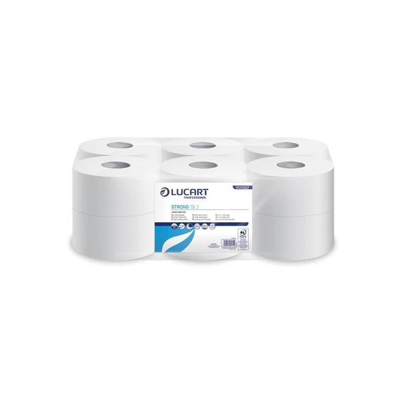 Toalettpapír 2 rétegű közületi átmérő 19 cm hófehér 100 % cellulóz 12 tekercs/karton Aquastream 150 Lucart_812223J