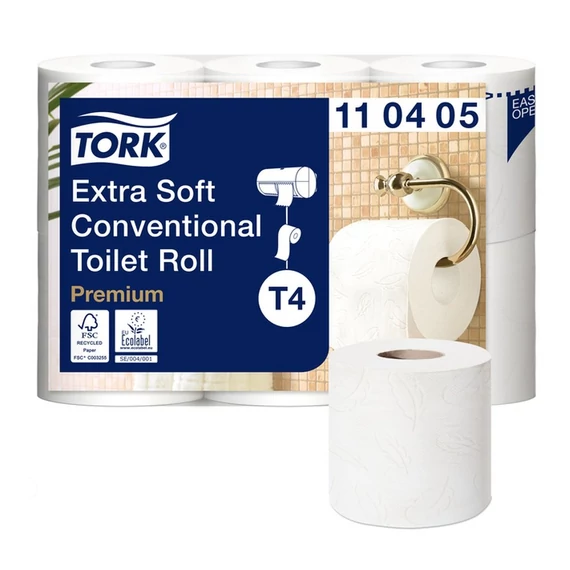 Toalettpapír 4 rétegű kistekercses 153 lap/tekercs 6 tekercs / csomag fehér Extra Soft T4 Tork_110405