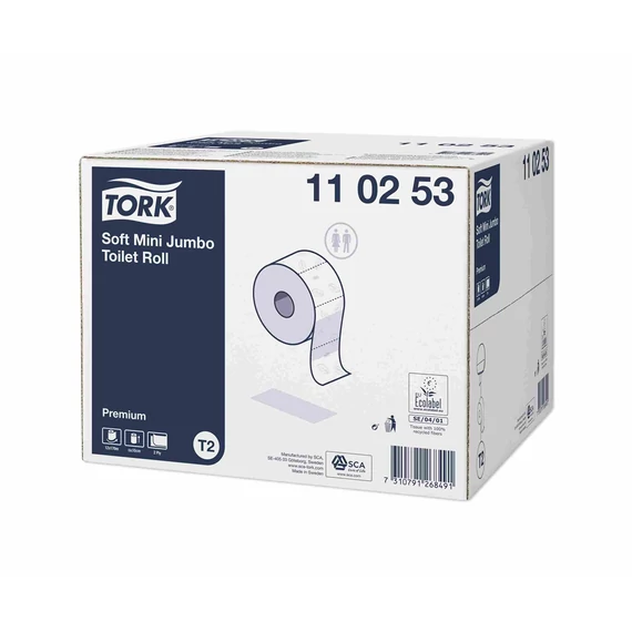 Toalettpapír 2 rétegű közületi 12 tekercs/csomag fehér Soft Mini Jumbo Tork_110253