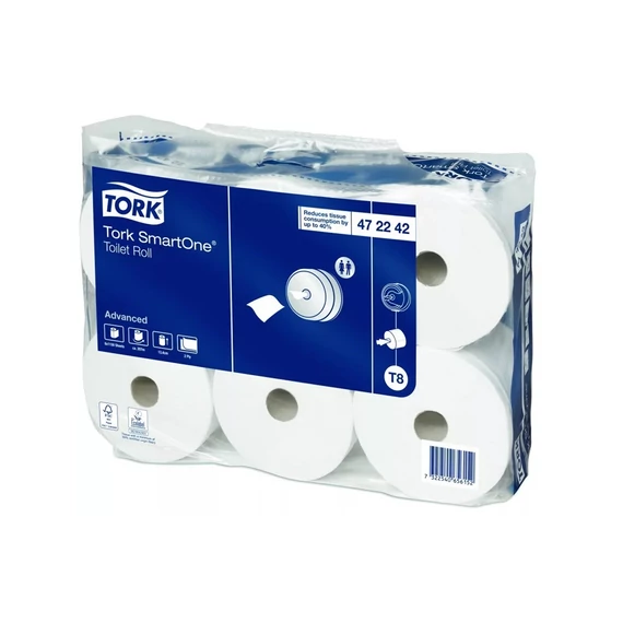 Toalettpapír 2 rétegű laponkénti adagolású 1150 lap/207 m/tekercs 6 tekercs/csomag Smart One®Tork_472242 fehér T8