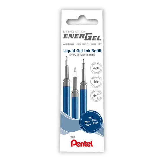 Tollbetét tűhegyű 3 db/csomag 0,25mm Pentel EnerGel LRN5-3C írásszín kék