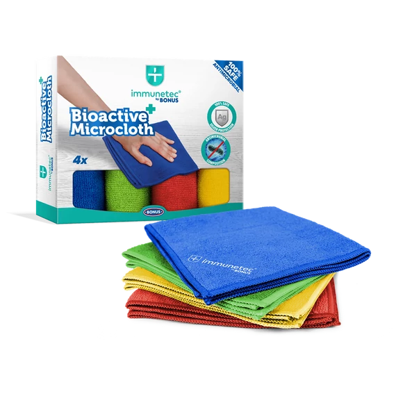 Törlőkendő mikroszálas 32 x 32 cm Immunetec BioActive 4 db/csomag Bonus_B785