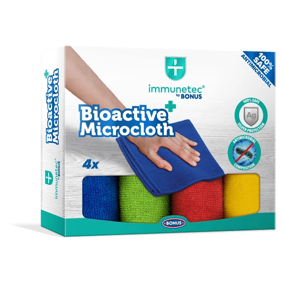 Törlőkendő mikroszálas 32 x 32 cm Immunetec BioActive 4 db/csomag Bonus_B785